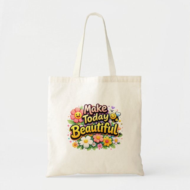 Tote Bag Cute Positive Quote Aesthetic Canvas Bag,  (Devant)