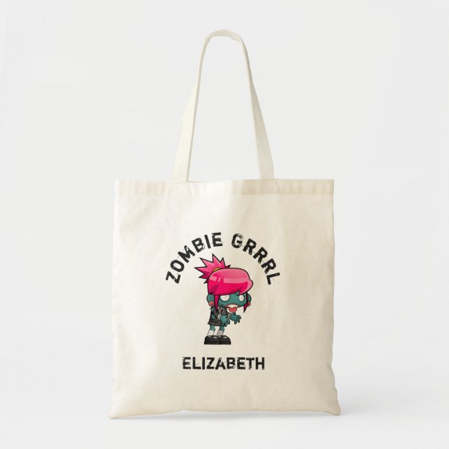 Tote Bag Cute Punk Rock Zombie Grrl Personnalisé (Devant)