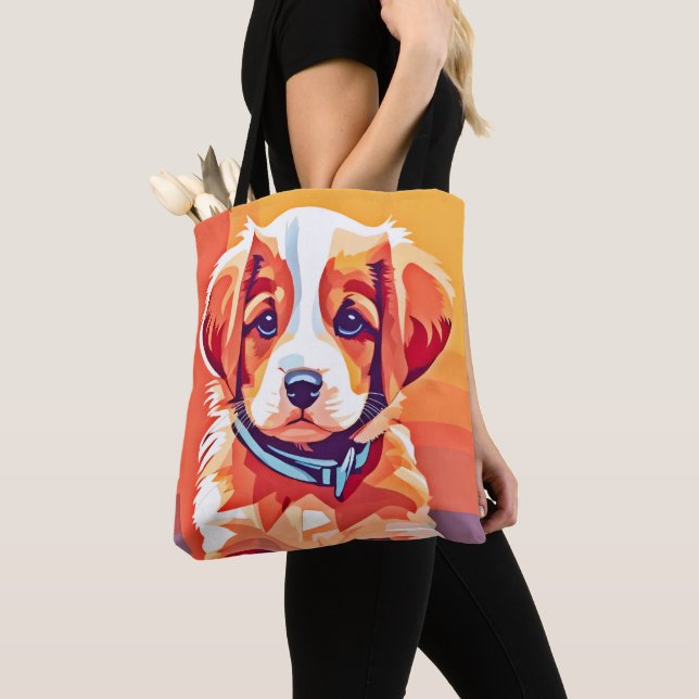 Tote Bag Cute Puppy Pop Art (De près)