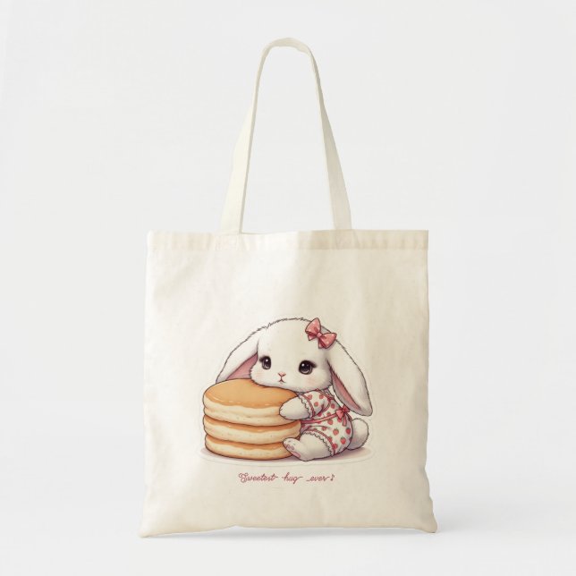 Tote Bag Cute Rabbit & Pancake - Adorable Breakfast Sweet  (Devant)