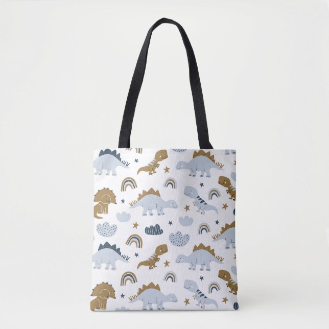 Tote Bag Cute Rainbow Dinosaur Pattern (Devant)