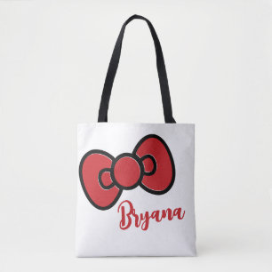 Tote Bag Cute Red Bow Whimsical