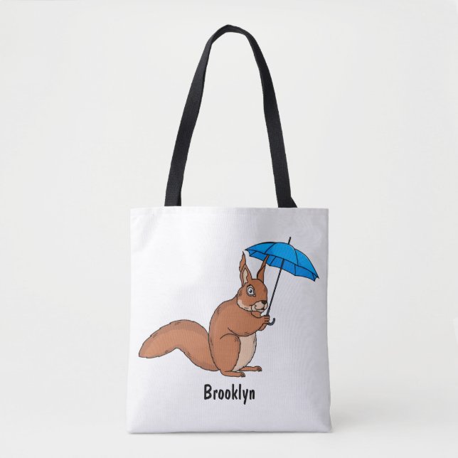 Tote Bag Cute red squirrel with umbrella cartoon (Devant)