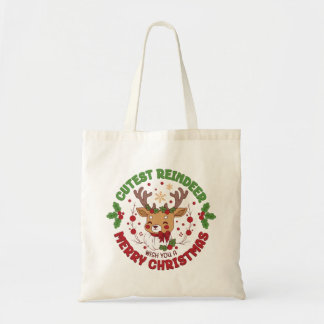 Tote Bag Cute Reindeer Wish You A Merry Christmas