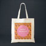Tote Bag Cute Retro Floral Rose Orange Bat mitzvah Personna<br><div class="desc">Cute Retro Super Floral Rose Orange Bat mitzvah Sac fourre-tout personnalisé</div>