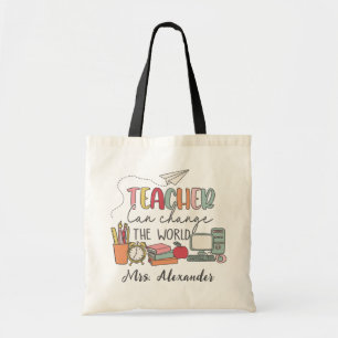 Tote Bag Cute Retro Journée de l'enseignant Personnalisée
