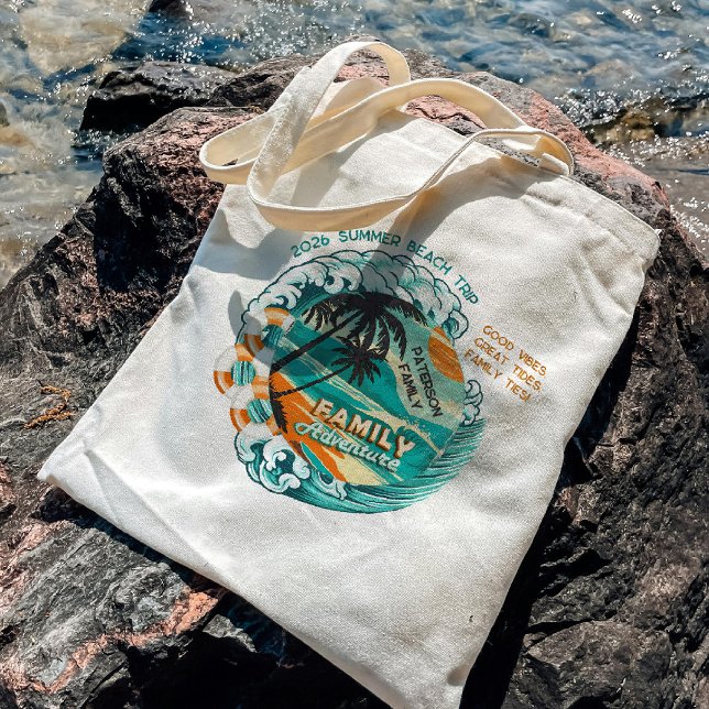 Tote Bag Cute Retro Summer Beach Trip Family Reunion Custom (Créateur téléchargé)