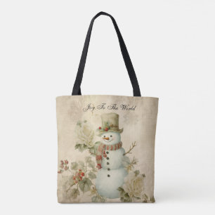 Tote Bag Cute Retro Vintage Snowman