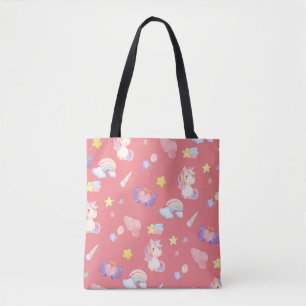 Tote Bag Cute rose douce licorne arc-en-ciel Motif