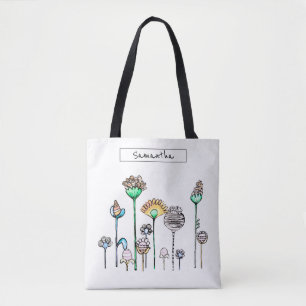 Tote Bag Cute rose Orange Bleu Ressort Floral