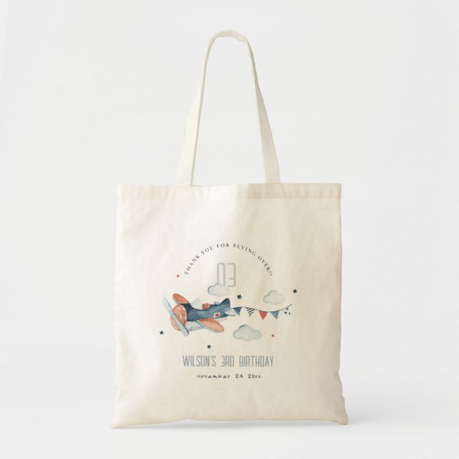 Tote Bag Cute rouille Marine Avion Nuage Étoiles Ciel Anniv (Devant)