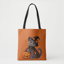 Cute Russian Blue Cat Witch Halloween