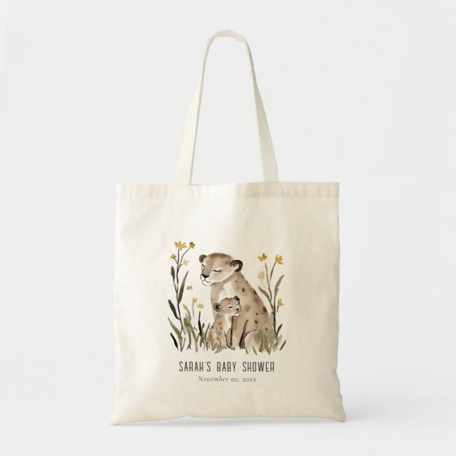 Tote Bag Cute Rustic Mum and Baby Tiger Foliage Baby Shower (Devant)