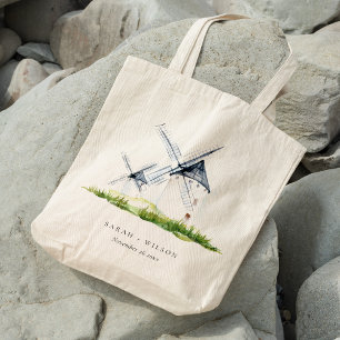 Tote Bag Cute Rustic Watercolor Windmill Mariage de thème d