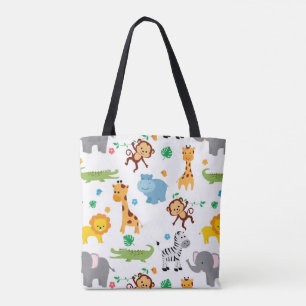 Tote Bag Cute Safari Animaux Nursery Motif