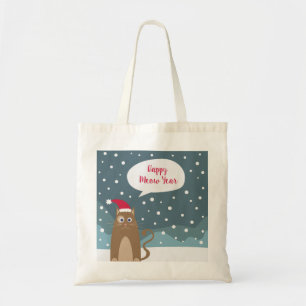 Tote Bag Cute santa claus kitten en xmas paysage enneigé