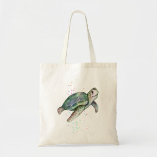 Tote Bag Cute Sea Turtle Watercolor Ocean Life Ajouter un n