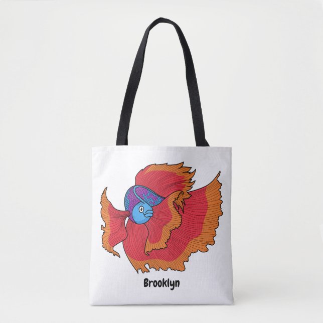 Tote Bag Cute Siamese fighting fish betta cartoon (Devant)