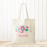 Tote Bag Cute Sirène personnalisée<br><div class="desc">Un sac fourre-tout personnalisé de sirène pour enfants.</div>