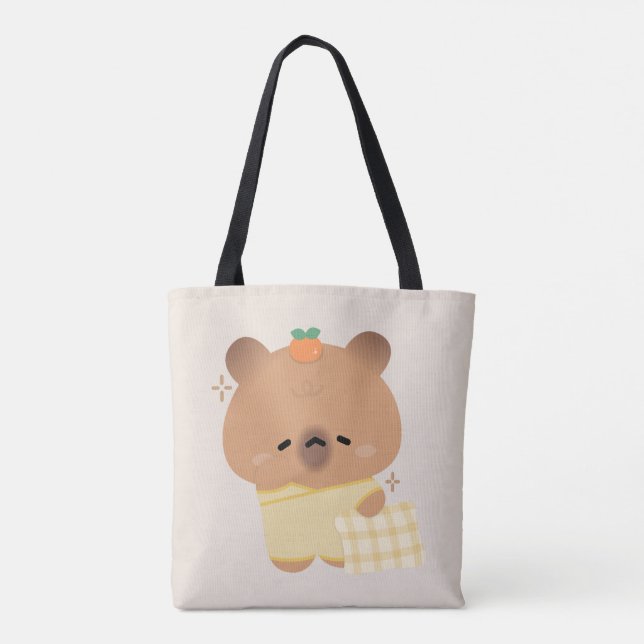 Tote Bag Cute Sleepy Capybara (Dos)
