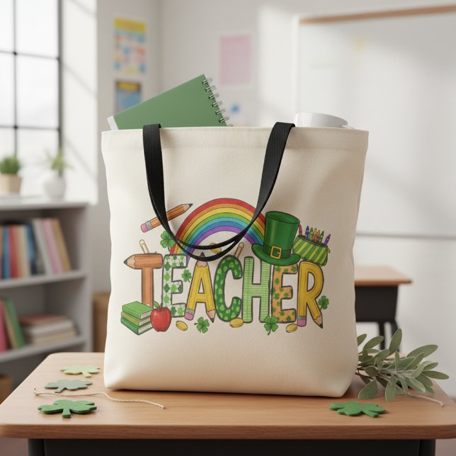 Tote Bag Cute St. Patrick’s Day Gift Lucky to Teach Teacher (Créateur téléchargé)