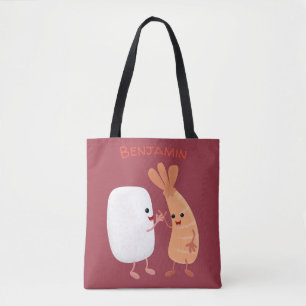 Tote Bag Cute sushi riz crevettes amis dessin animé