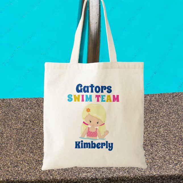 Tote Bag Cute Swim Team Girl Blonde personnalisées Swimmer (Créateur téléchargé)