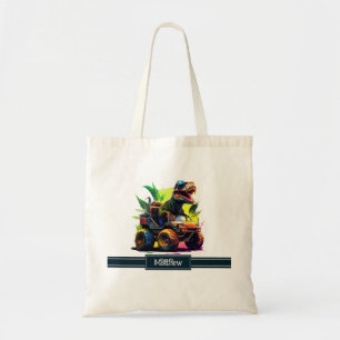 Tote Bag Cute T-Rex équitation Monster Truck Dinosaure Nom