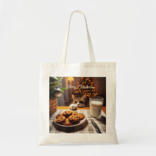 Tote Bag Cute Tabby Cat Reaching pour les cookies Noël