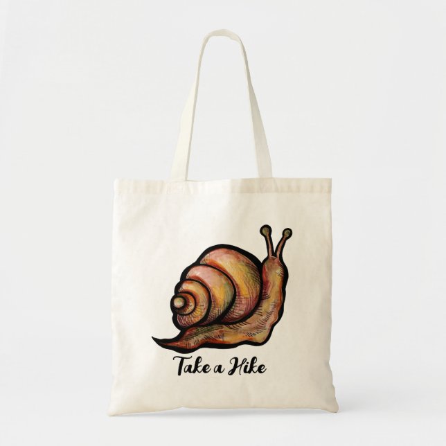 Tote Bag Cute take a hike snail art snails nature hiking (Devant)
