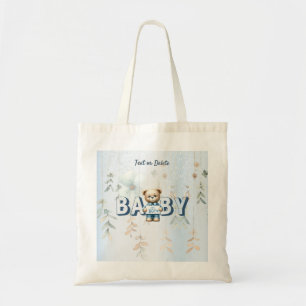 Tote Bag Cute Teddy Bear Bleu Floral Belle
