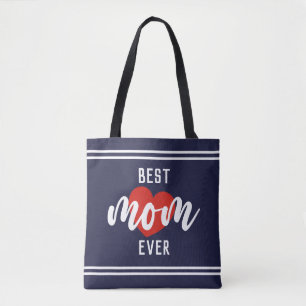 Tote Bag Cute Text Best Mama Ever With Heart