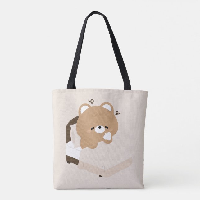 Tote Bag Cute Tired Brown Bear (Dos)