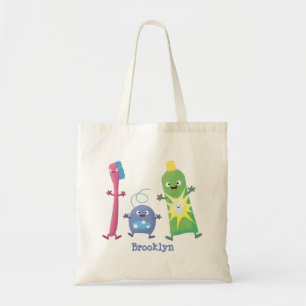 Tote Bag Cute toothbrush toothpaste dental floss cartoon