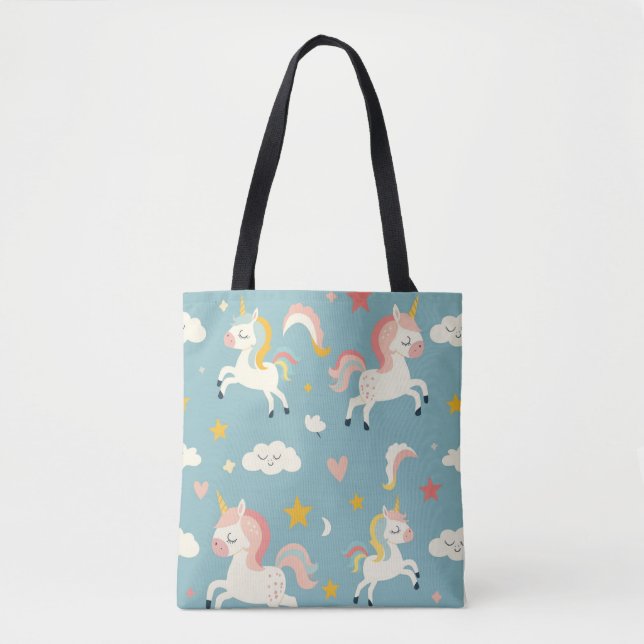 Tote Bag Cute Turqoise Unicorne pour enfants (Devant)