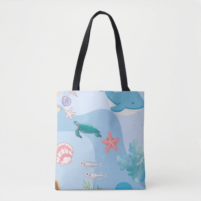 Tote Bag Cute Under the Sea Friends-underwater thème (Devant)