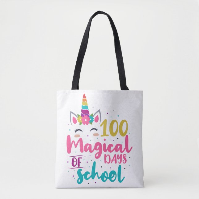 Tote Bag Cute Unicorn 100 Jours Magiques De L'École (Devant)