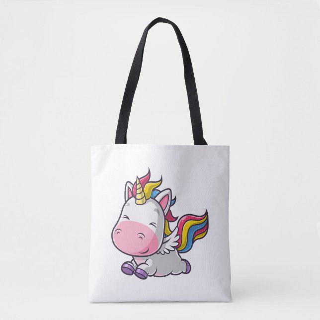 Tote Bag Cute Unicorn en cours d'exécution (Devant)