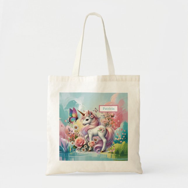 Tote Bag Cute unicorn lovers add name (Devant)