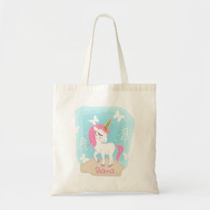 Tote Bag Cute unicorne aux papillons.