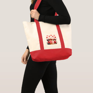 Tote Bag Cute Valentine Chats en Lunettes de soleil Coeur