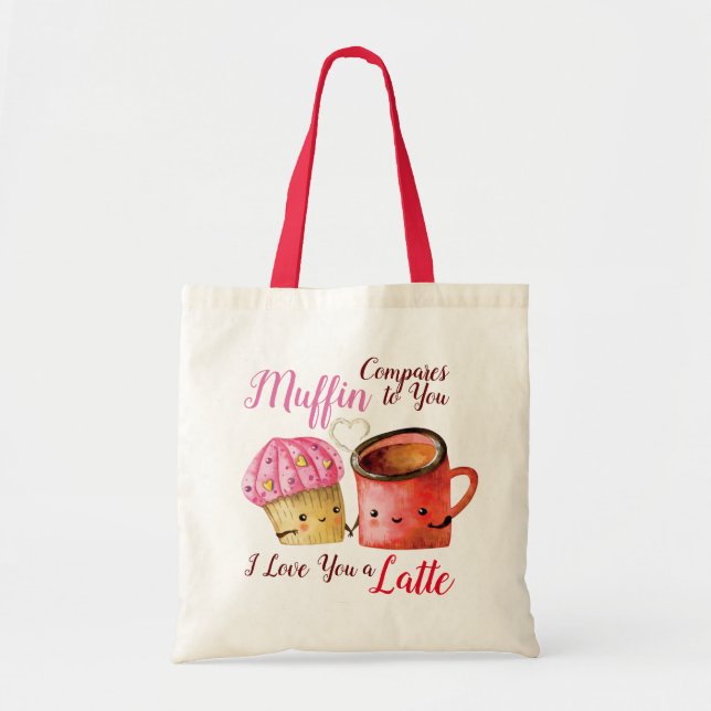 Tote Bag Cute Valentine's Day Cupcake et café Mug Couple (Devant)