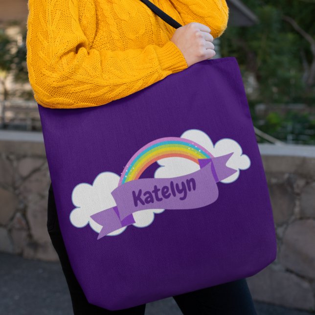 Tote Bag Cute violet arc-en-ciel personnalisé (Créateur téléchargé)