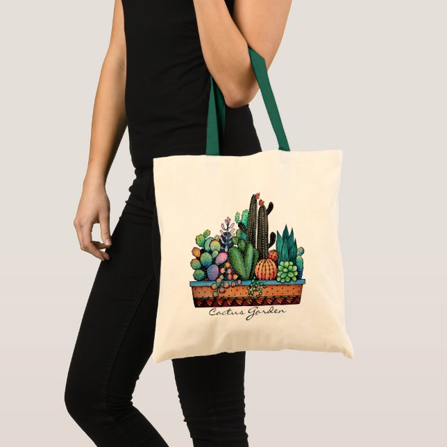 Tote Bag Cute Watercolor Cactus Garden (Devant (produit))