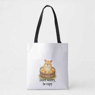 Tote Bag Cute Watercolor Capybara in Hot Tub with Oranges &