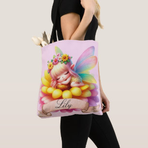 Tote Bag Cute Whimsical Floral Doux Rêves Dormir Fée