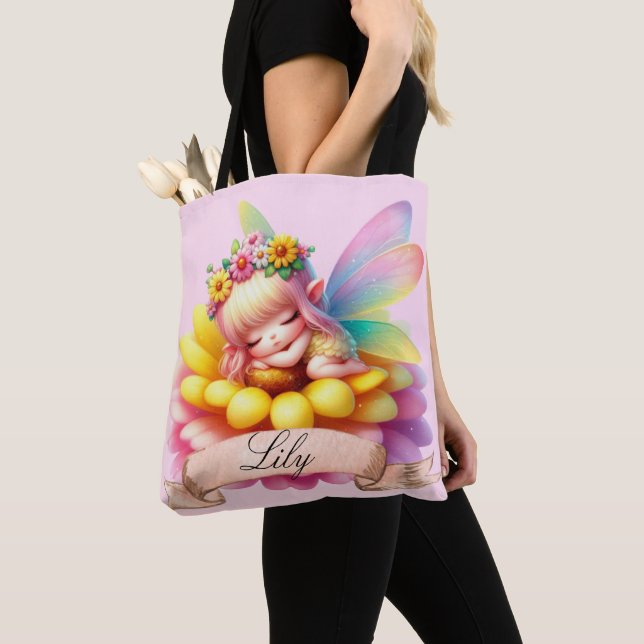 Tote Bag Cute Whimsical Floral Doux Rêves Dormir Fée (De près)