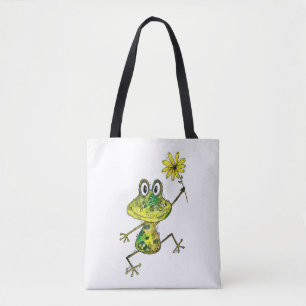Tote Bag Cute Whimsical Happy Frog