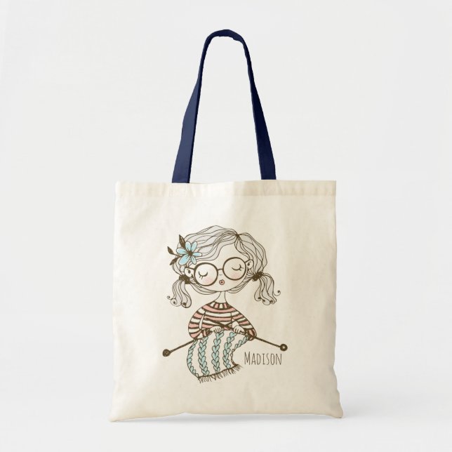 Tote Bag Cute Whimsical Tricot Girly Crafts Personnalisé (Devant)