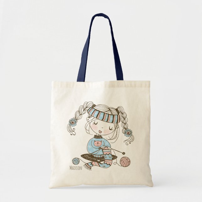 Tote Bag Cute Whimsical Tricot Girly Crafts Personnalisé (Devant)